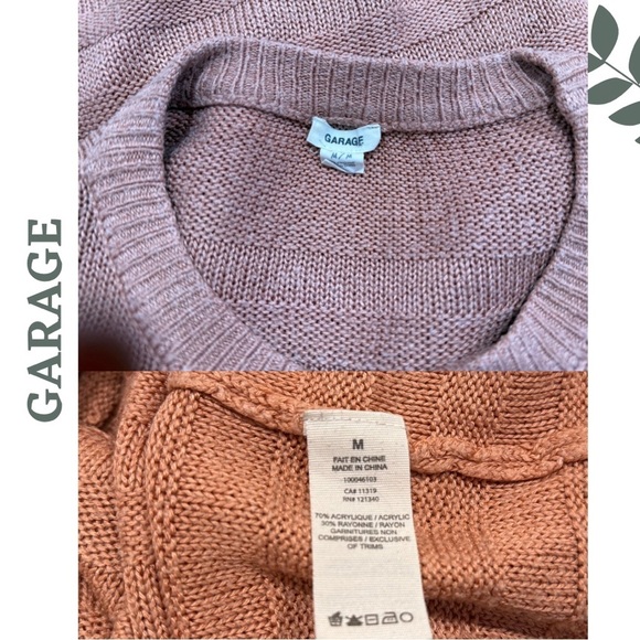 🛍️3/$40 Garage Textured Knit Pullover Sweater Drop Shoulder Rusty Pink Medium - Picture 7 of 7